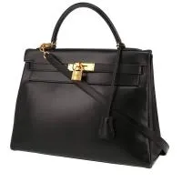 Сумка Hermès Kelly 32 см из черной коробчатой кожи