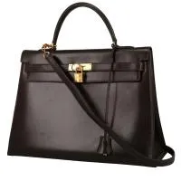 Сумка Hermès Kelly 35 см из коричневой коробчатой кожи