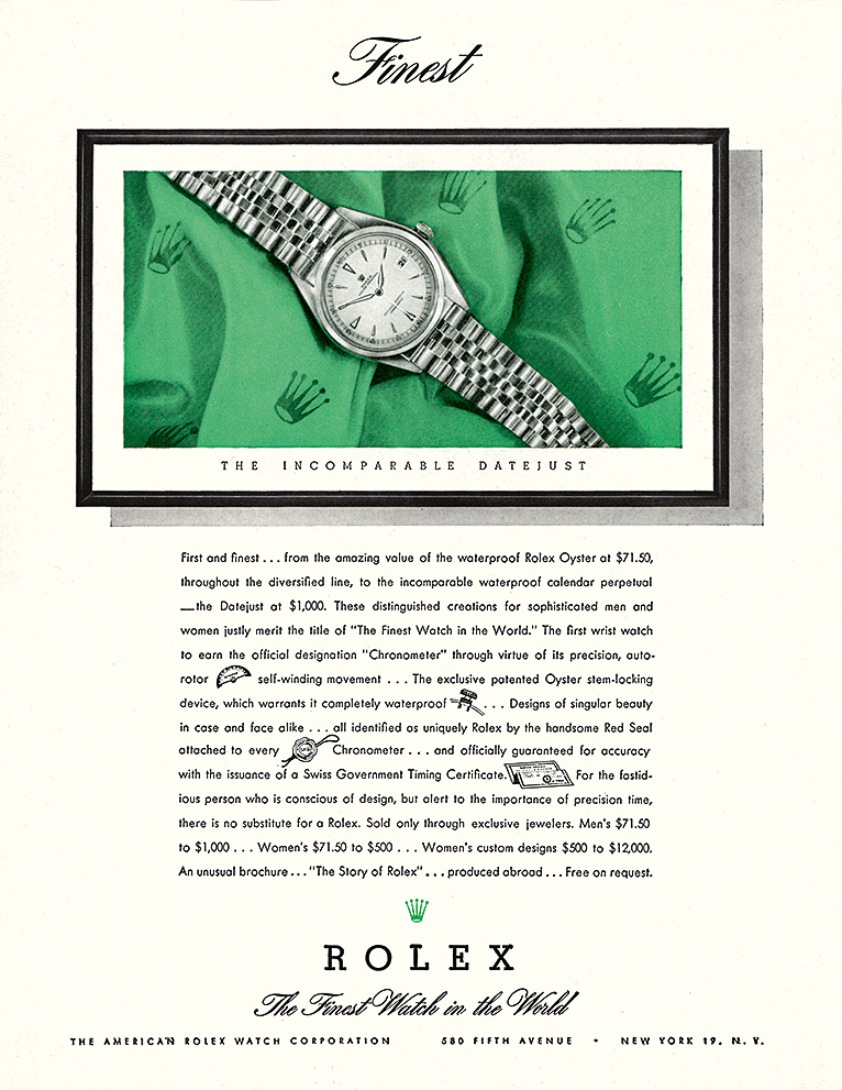 Rolex Datejust Ad circa 1948